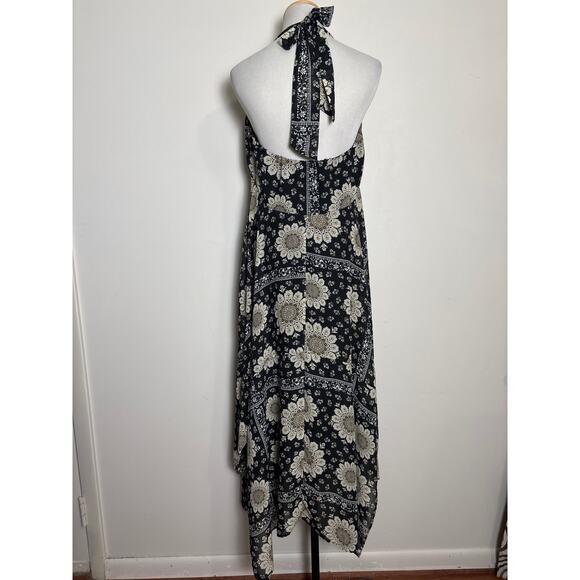 Robbie Bee Y2K Babydoll Halter Midi Dress Sz 14 Cottage Bohemian Hippie Floral - Picture 2 of 7